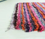 Vintage Moroccan Wool Rug – Handmade Berber Area Rug, Multicolor Striped – detail view 1