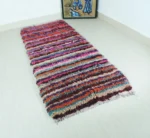 Vintage Moroccan Wool Rug – Handmade Berber Area Rug, Multicolor Striped – detail view 2
